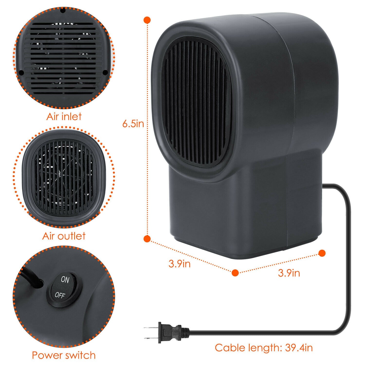 Portable Electric Space Heater Mini Desktop Fan Heater Personal Small Heater