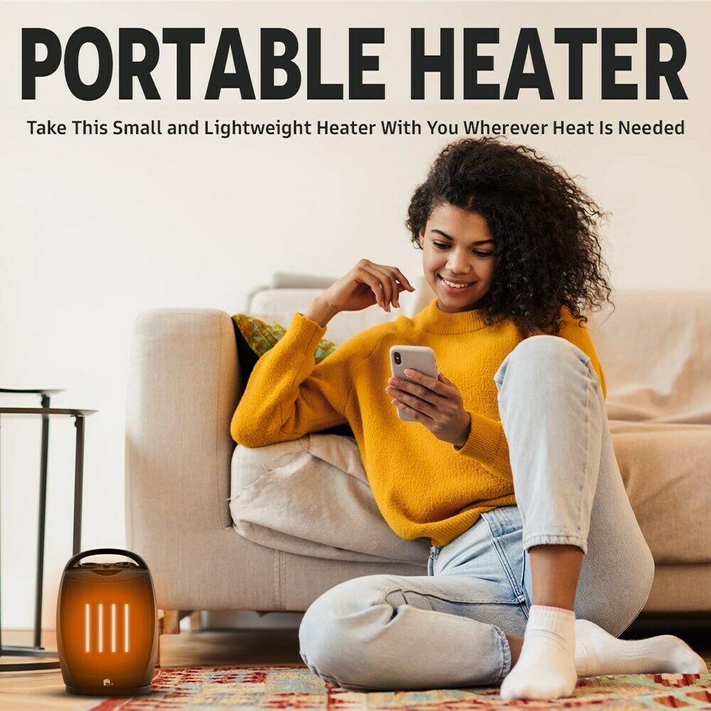 Portable Electric Space Heater Super Quiet Oscillating Heater Fan Thermostat