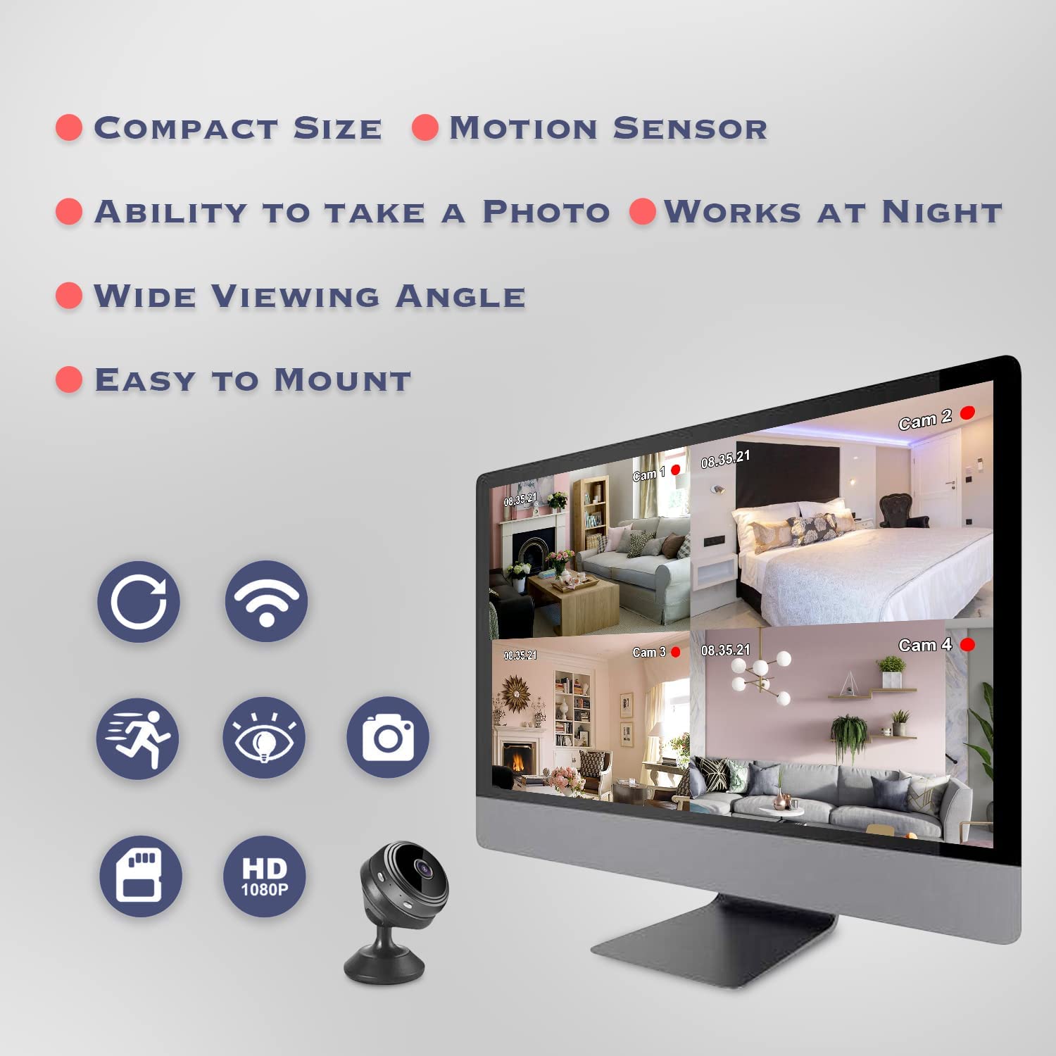 Mini WIFI Camera 1080P HD IR Night Vision Home Security Camera Baby Monitor