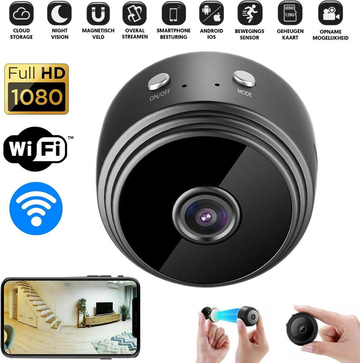 Mini WIFI Camera 1080P HD IR Night Vision Home Security Camera Baby Monitor