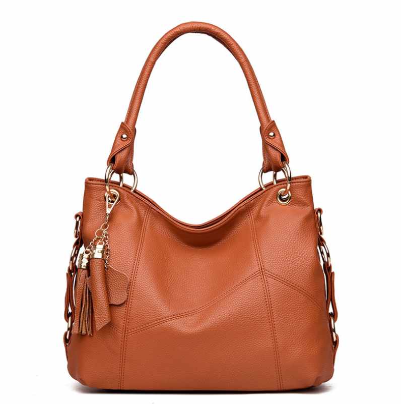 Leather tassel soft leather shoulder bag