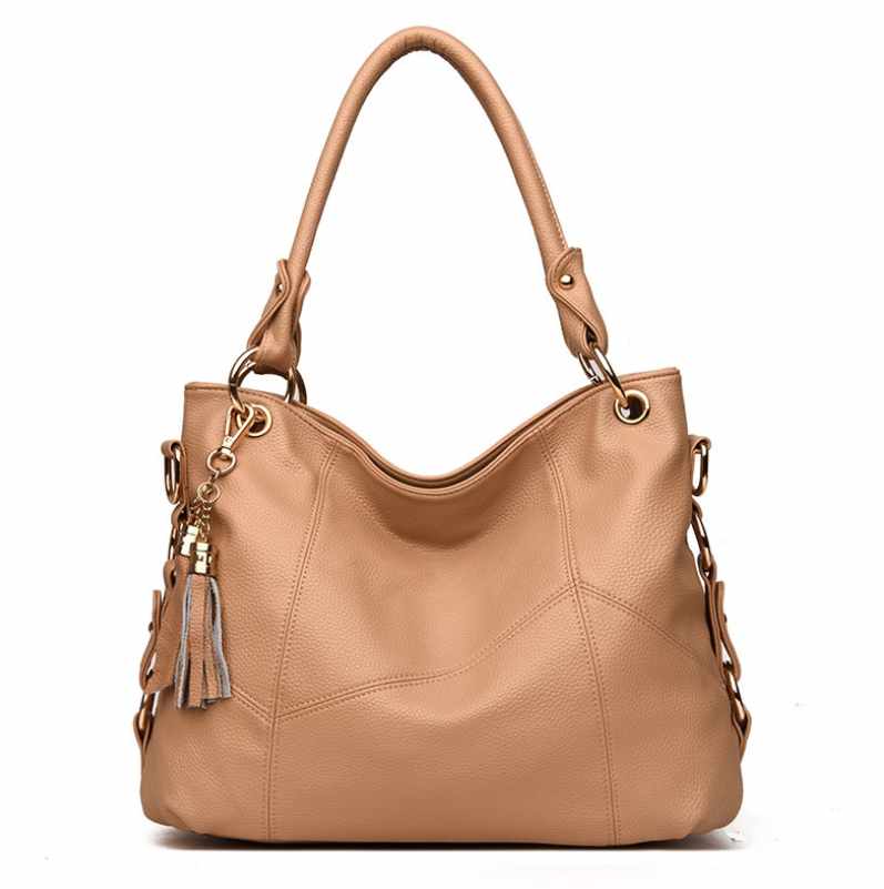 Leather tassel soft leather shoulder bag